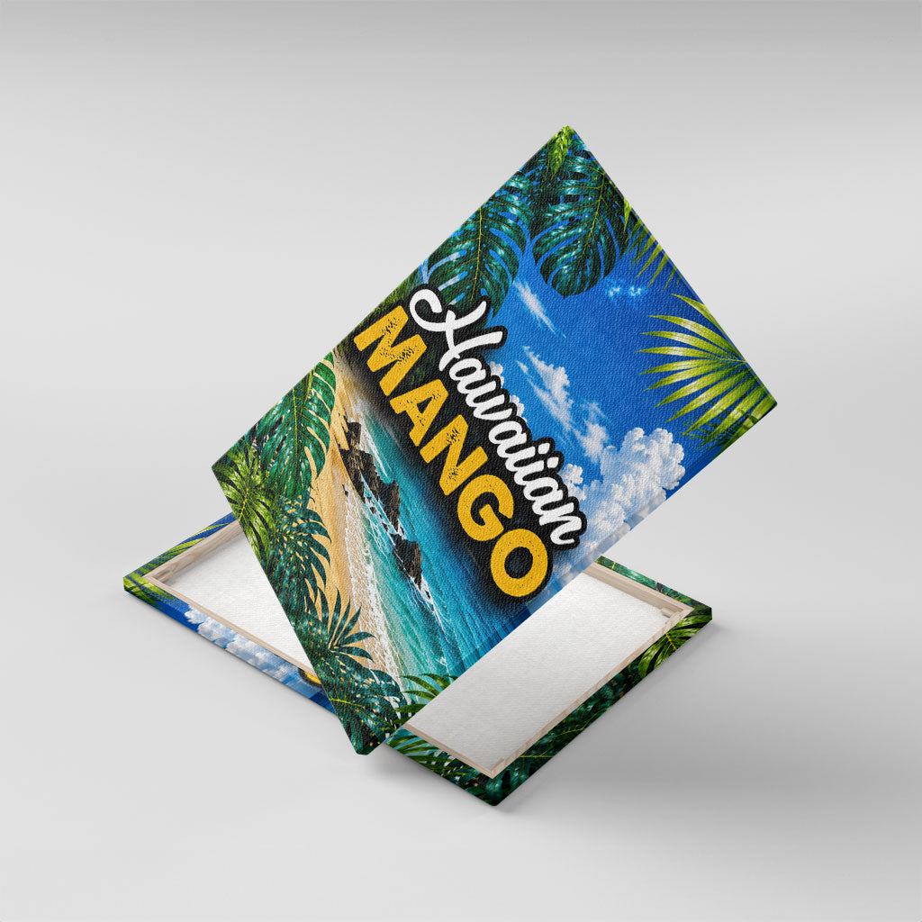Hawaiian Mango Tropical Beach Canvas Wall Art Scenic Island Nature Exotic Fruit Graphic TS04 With Frame Blue Green - Polynesian Pride