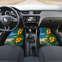 Hawaiian Mango Tropical Beach Car Mats Scenic Island Nature Exotic Fruit Graphic TS04 Set 2pcs - Front Blue Green - Polynesian Pride