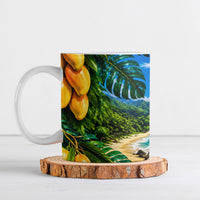 Hawaiian Mango Tropical Beach Ceramic Mug Scenic Island Nature Exotic Fruit Graphic TS04 Blue Green - Polynesian Pride