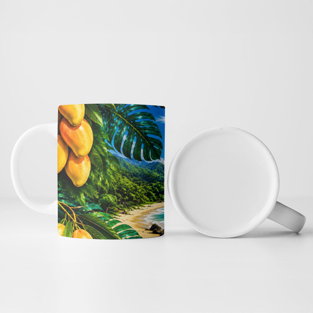 Hawaiian Mango Tropical Beach Ceramic Mug Scenic Island Nature Exotic Fruit Graphic TS04 - Polynesian Pride
