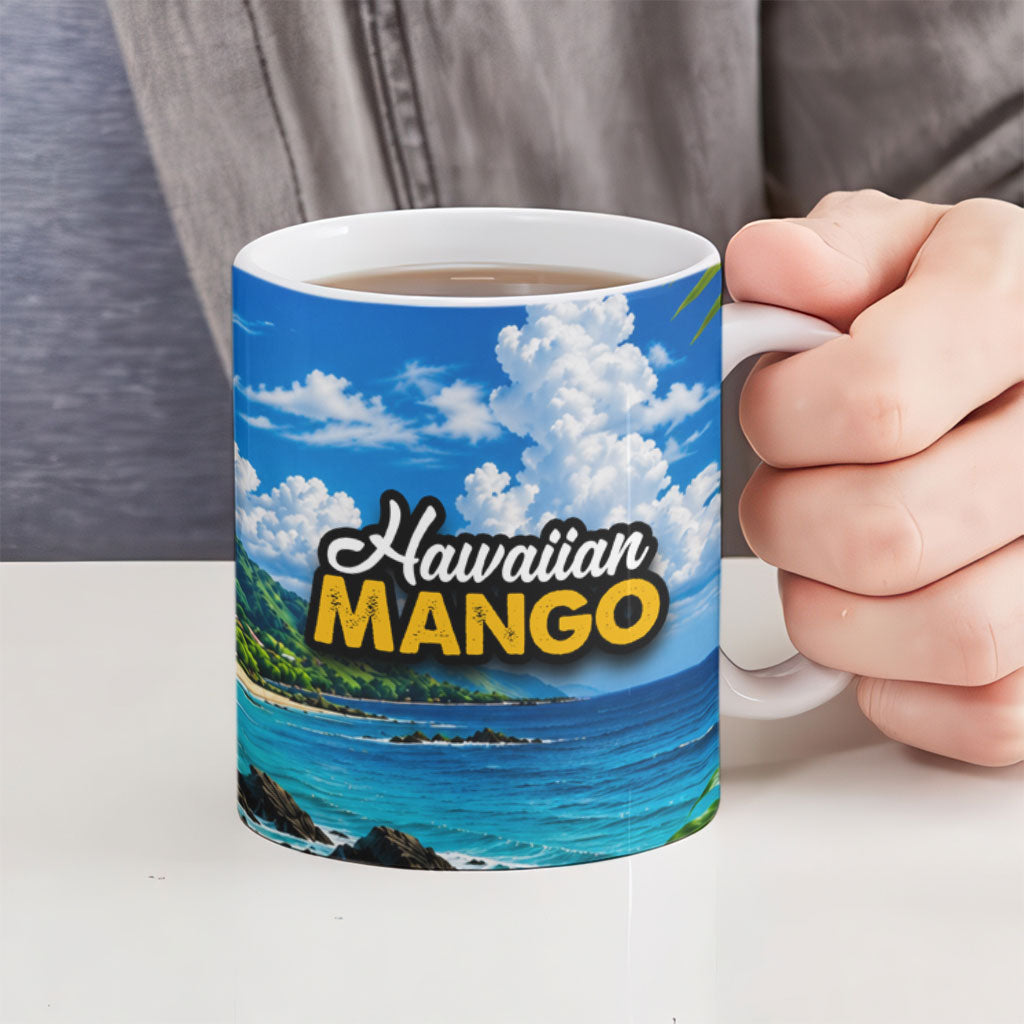 Hawaiian Mango Tropical Beach Ceramic Mug Scenic Island Nature Exotic Fruit Graphic TS04 - Polynesian Pride