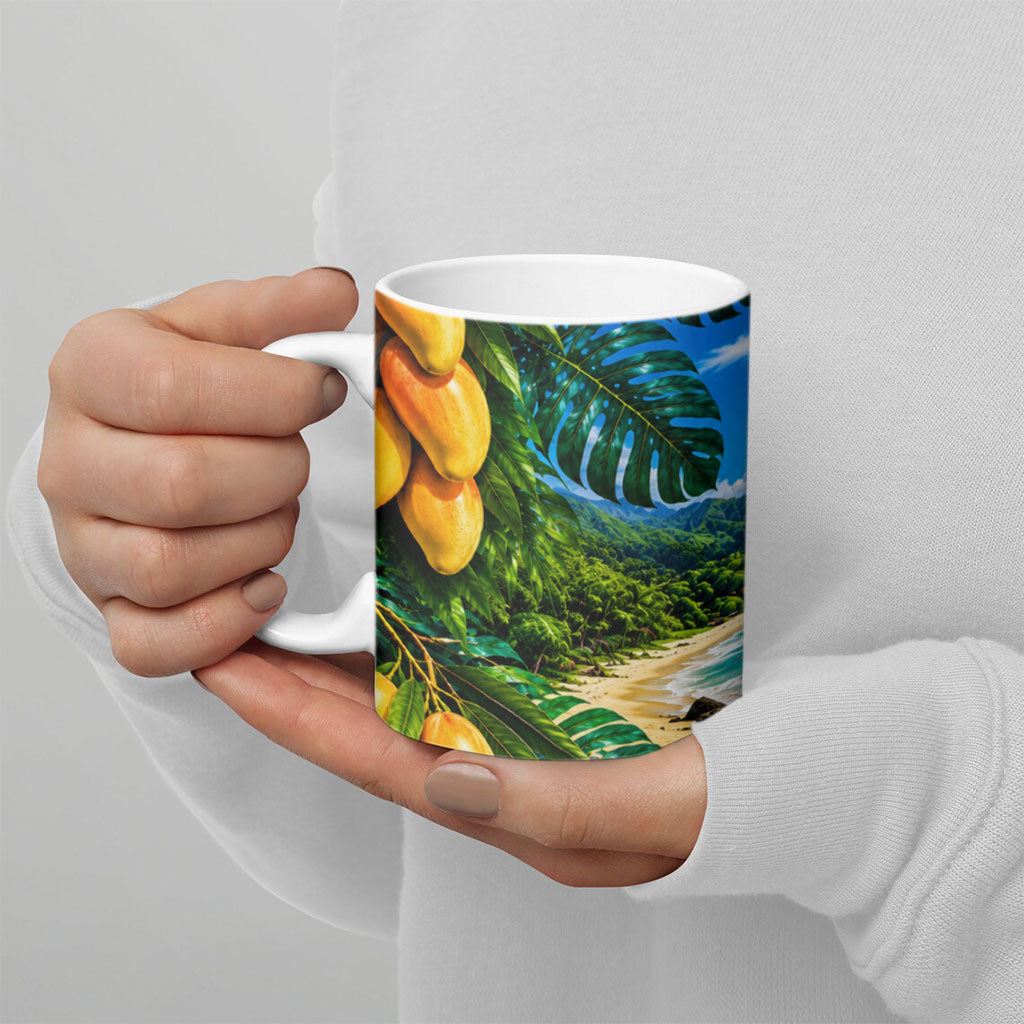 Hawaiian Mango Tropical Beach Ceramic Mug Scenic Island Nature Exotic Fruit Graphic TS04 - Polynesian Pride