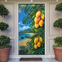 Hawaiian Mango Tropical Beach Door Cover Scenic Island Nature Exotic Fruit Graphic TS04 Blue Green - Polynesian Pride