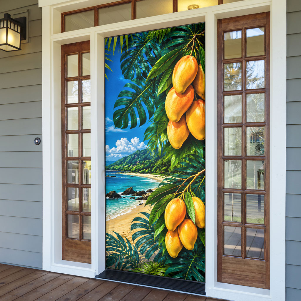 Hawaiian Mango Tropical Beach Door Cover Scenic Island Nature Exotic Fruit Graphic TS04 - Polynesian Pride