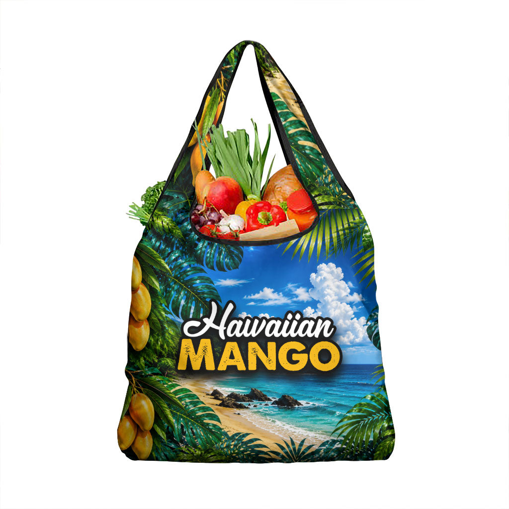 Hawaiian Mango Tropical Beach Grocery Bag Scenic Island Nature Exotic Fruit Graphic TS04 1-pack One Size Blue Green - Polynesian Pride