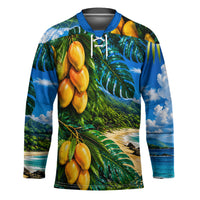 Hawaiian Mango Tropical Beach Hockey Jersey Scenic Island Nature Exotic Fruit Graphic TS04 Unisex Blue Green - Polynesian Pride