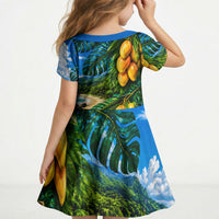 Hawaiian Mango Tropical Beach Kid Short Sleeve Dress Scenic Island Nature Exotic Fruit Graphic TS04 - Polynesian Pride