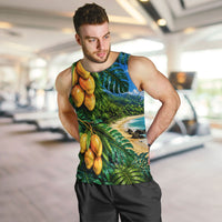 Hawaiian Mango Tropical Beach Men Tank Top Scenic Island Nature Exotic Fruit Graphic TS04 Blue Green - Polynesian Pride