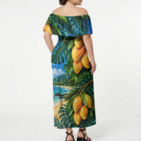 Hawaiian Mango Tropical Beach Off Shoulder Maxi Dress Scenic Island Nature Exotic Fruit Graphic TS04 - Polynesian Pride