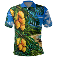 Hawaiian Mango Tropical Beach Polo Shirt Scenic Island Nature Exotic Fruit Graphic TS04 Blue Green - Polynesian Pride