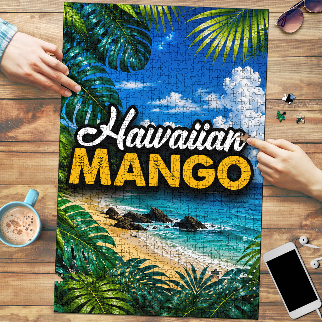 Hawaiian Mango Tropical Beach Puzzle Scenic Island Nature Exotic Fruit Graphic TS04 Blue Green - Polynesian Pride