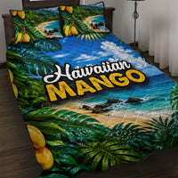 Hawaiian Mango Tropical Beach Quilt Bed Set Scenic Island Nature Exotic Fruit Graphic TS04 Blue Green - Polynesian Pride