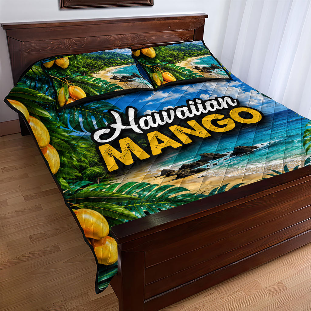 Hawaiian Mango Tropical Beach Quilt Bed Set Scenic Island Nature Exotic Fruit Graphic TS04 - Polynesian Pride