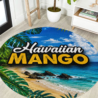 Hawaiian Mango Tropical Beach Round Carpet Scenic Island Nature Exotic Fruit Graphic TS04 Blue Green - Polynesian Pride