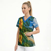 Hawaiian Mango Tropical Beach Scrub Top Scenic Island Nature Exotic Fruit Graphic TS04 - Polynesian Pride