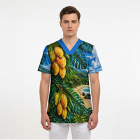 Hawaiian Mango Tropical Beach Scrub Top Scenic Island Nature Exotic Fruit Graphic TS04 - Polynesian Pride
