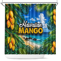 Hawaiian Mango Tropical Beach Shower Curtain Scenic Island Nature Exotic Fruit Graphic TS04 Blue Green - Polynesian Pride