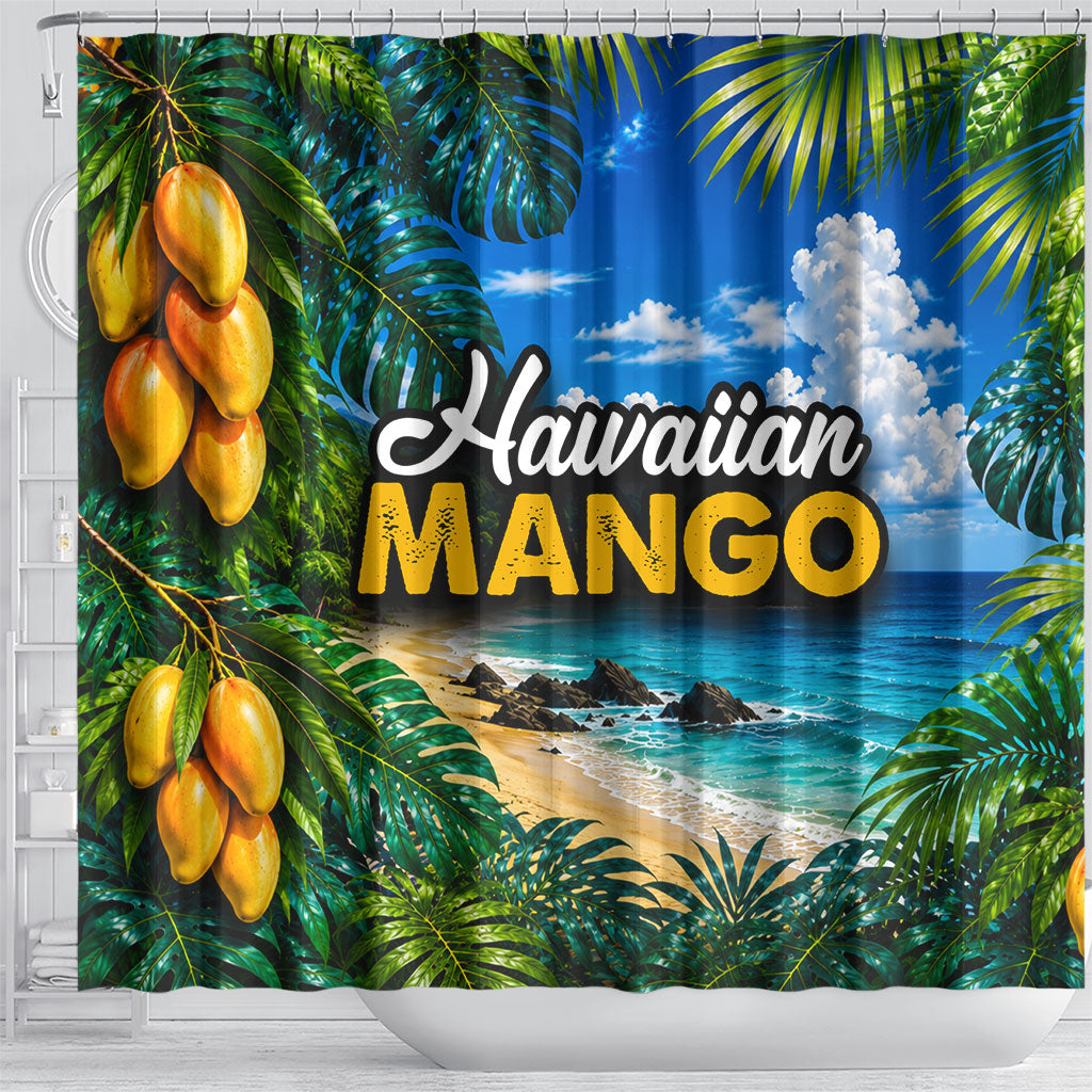 Hawaiian Mango Tropical Beach Shower Curtain Scenic Island Nature Exotic Fruit Graphic TS04 - Polynesian Pride
