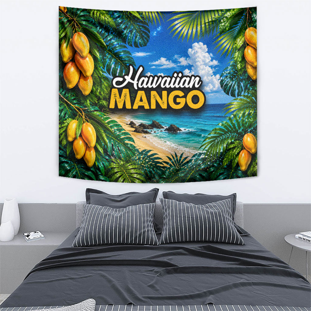 Hawaiian Mango Tropical Beach Tapestry Scenic Island Nature Exotic Fruit Graphic TS04 - Polynesian Pride