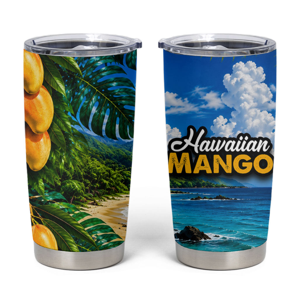 Hawaiian Mango Tropical Beach Tumbler Cup Scenic Island Nature Exotic Fruit Graphic TS04 Blue Green - Polynesian Pride