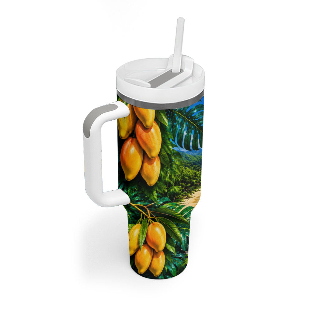 Hawaiian Mango Tropical Beach Tumbler With Handle Scenic Island Nature Exotic Fruit Graphic TS04 - Polynesian Pride