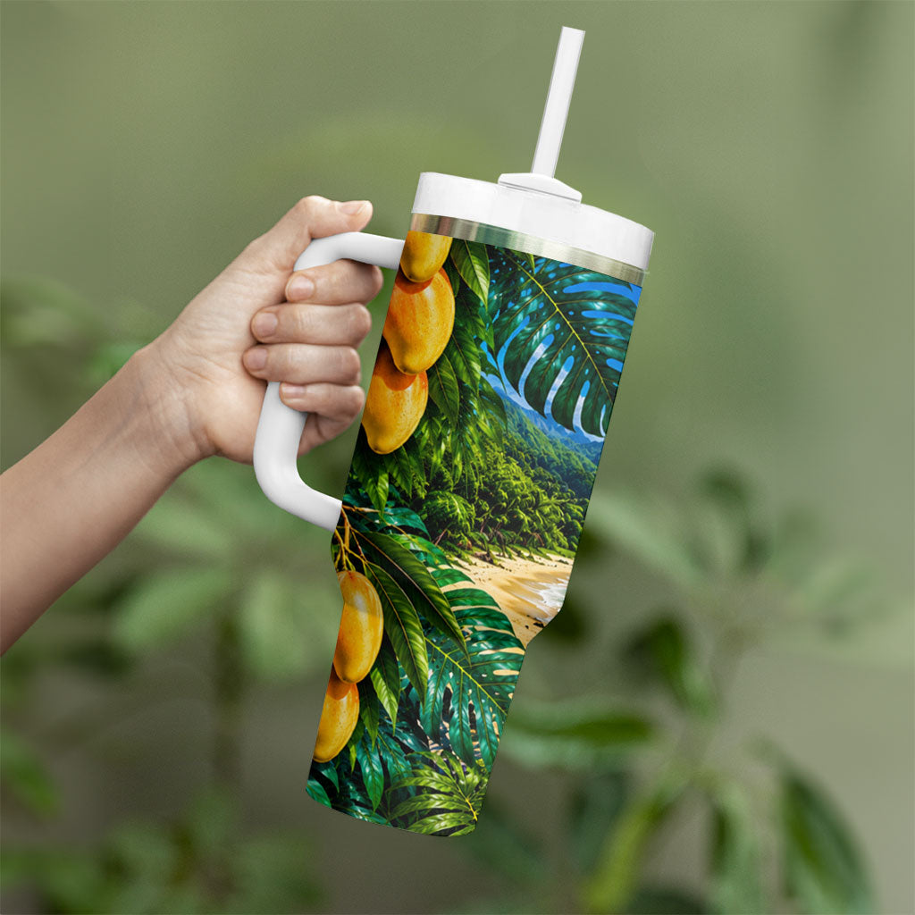 Hawaiian Mango Tropical Beach Tumbler With Handle Scenic Island Nature Exotic Fruit Graphic TS04 - Polynesian Pride