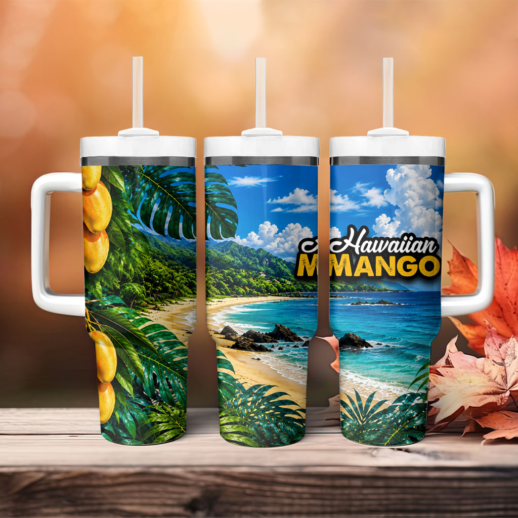 Hawaiian Mango Tropical Beach Tumbler With Handle Scenic Island Nature Exotic Fruit Graphic TS04 - Polynesian Pride
