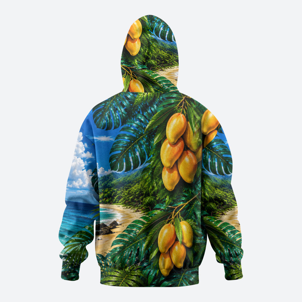 Hawaiian Mango Tropical Beach Zip Hoodie Scenic Island Nature Exotic Fruit Graphic TS04 - Polynesian Pride
