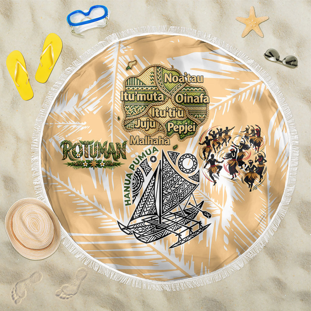 Rotuman Culture Island Pride Beach Blanket Traditional Polynesian Tribal Pattern With Island Map TS04 One Size 150cm Yellow Beige - Polynesian Pride