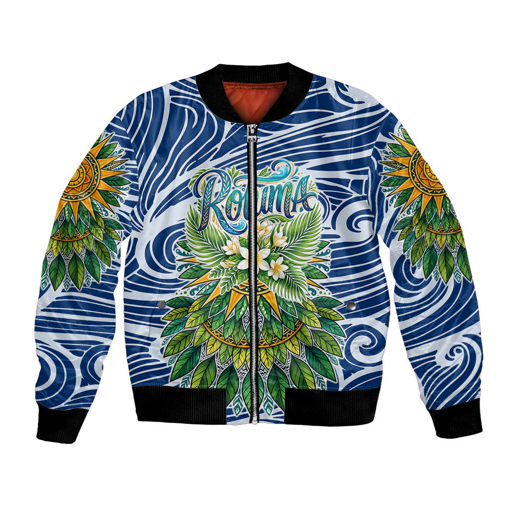 Rotuma Fiji Island Pride Bomber Jacket Ocean Wave Coral Reef Marine Life Tribal Tattoo TS04 Unisex Blue Green - Polynesian Pride