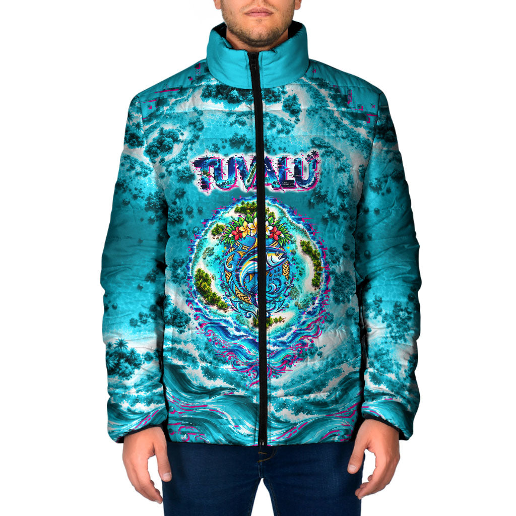 Tuvalu First Digital Nation In The Metaverse Padded Jacket Polynesian Island Atoll Cyber Ocean TS04 Men Blue White - Polynesian Pride