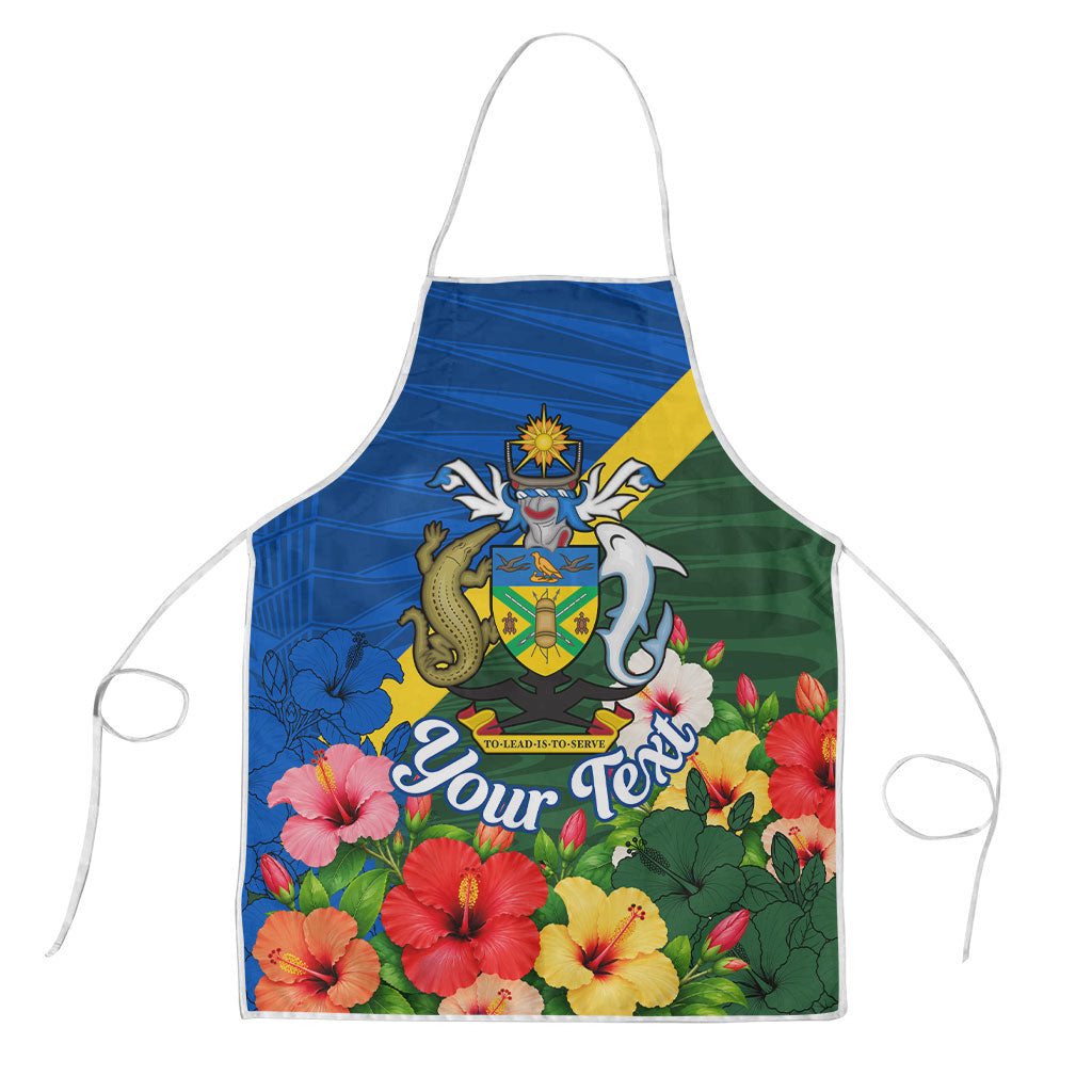 Personalized Solomon Islands Coat Of Arms Apron Patriotic Flag Shark Crocodile Tropical Floral TS04 Blue Green - Polynesian Pride