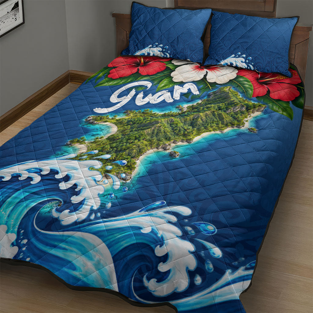 Guam Tropical Island Quilt Bed Set Hibiscus Floral Ocean Waves TS04 - Polynesian Pride