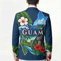 Guam Map Latte Stone Blazer Hibiscus Floral Coastal Landscape TS04 - Polynesian Pride