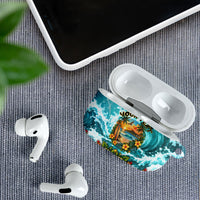 Personalized Hawaii 60th Birthday Eagle AirPods Case Tropical Sunset Beach Hibiscus Ocean Wave TS04 - Polynesian Pride