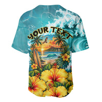 Personalized Hawaii 60th Birthday Eagle Baseball Jersey Tropical Sunset Beach Hibiscus Ocean Wave TS04 - Polynesian Pride