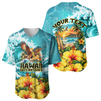 Personalized Hawaii 60th Birthday Eagle Baseball Jersey Tropical Sunset Beach Hibiscus Ocean Wave TS04 - Polynesian Pride
