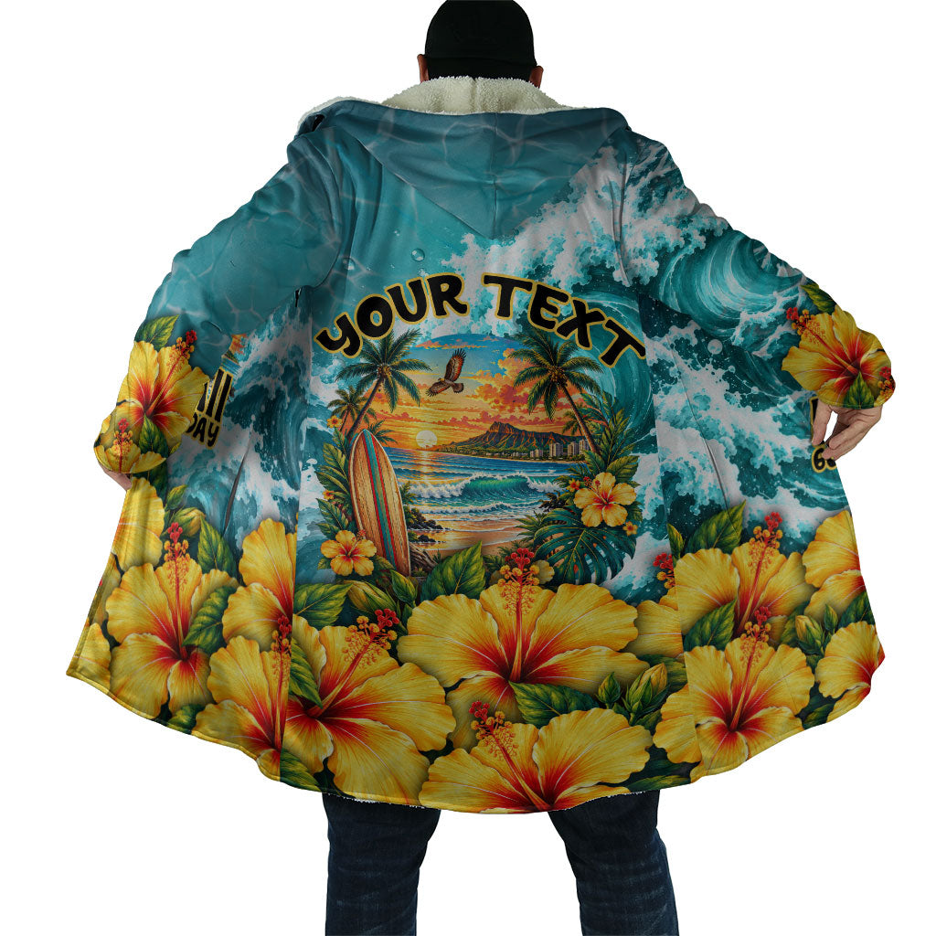 Personalized Hawaii 60th Birthday Eagle Cloak Tropical Sunset Beach Hibiscus Ocean Wave TS04 - Polynesian Pride