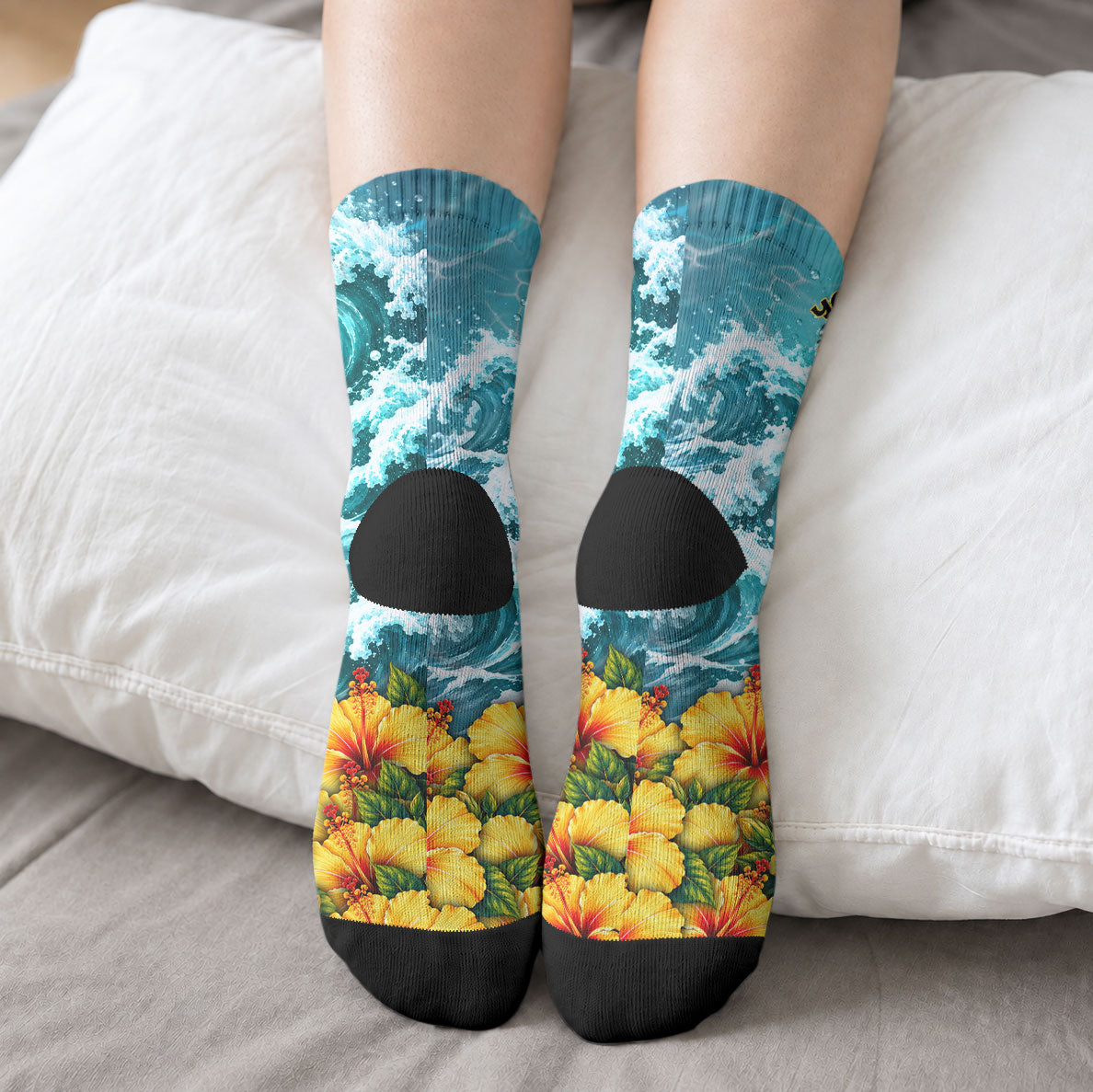 Personalized Hawaii 60th Birthday Eagle Crew Socks Tropical Sunset Beach Hibiscus Ocean Wave TS04 - Polynesian Pride