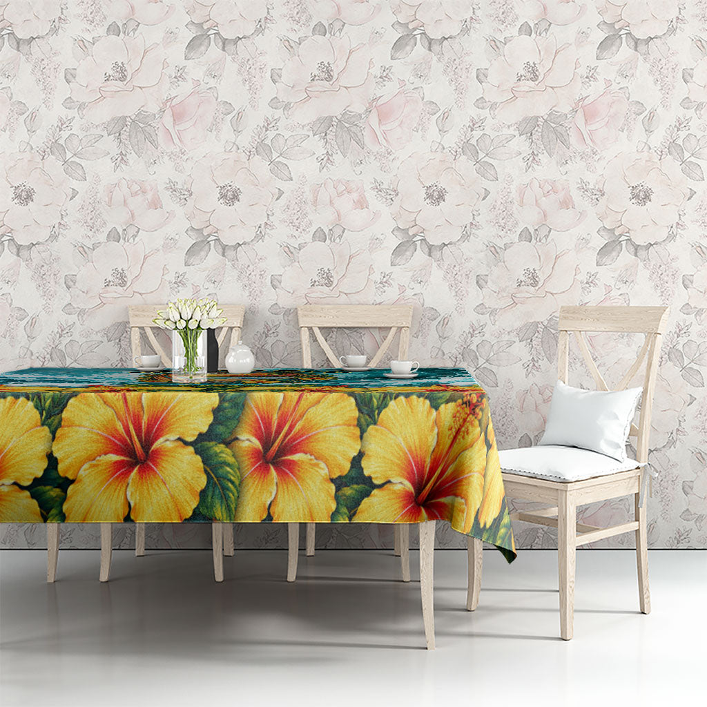 Personalized Hawaii 60th Birthday Eagle Tablecloth Tropical Sunset Beach Hibiscus Ocean Wave TS04 - Polynesian Pride
