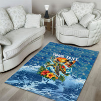 Personalized Hawaii 60th Birthday Sea Turtle Area Rug Tropical Ocean Wave Floral Surfboard TS04 - Polynesian Pride