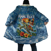 Personalized Hawaii 60th Birthday Sea Turtle Cloak Tropical Ocean Wave Floral Surfboard TS04 - Polynesian Pride