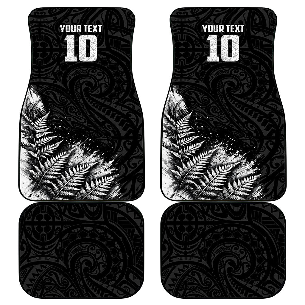Personalized New Zealand Kiwi Bird Car Mats Grunge Maori Tribal Pattern Silver Fern