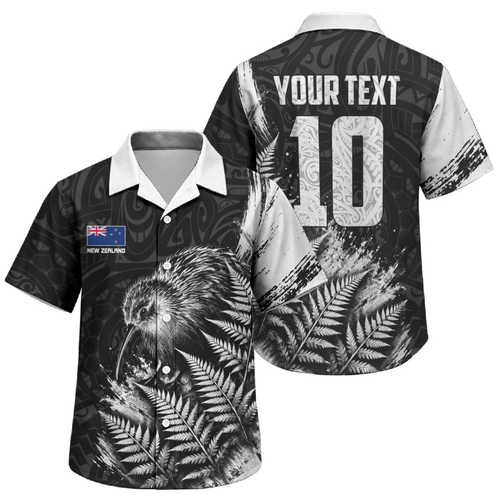 Personalized New Zealand Kiwi Bird Family Matching Tank Maxi Dress and Hawaiian Shirt Grunge Maori Tribal Pattern Silver Fern