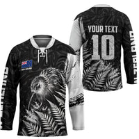 Personalized New Zealand Kiwi Bird Hockey Jersey Grunge Maori Tribal Pattern Silver Fern