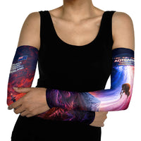 New Zealand Aotearoa Kiwi UFO Arm Sleeves Sci-Fi Galaxy Sunset Sky Tower And Mountain