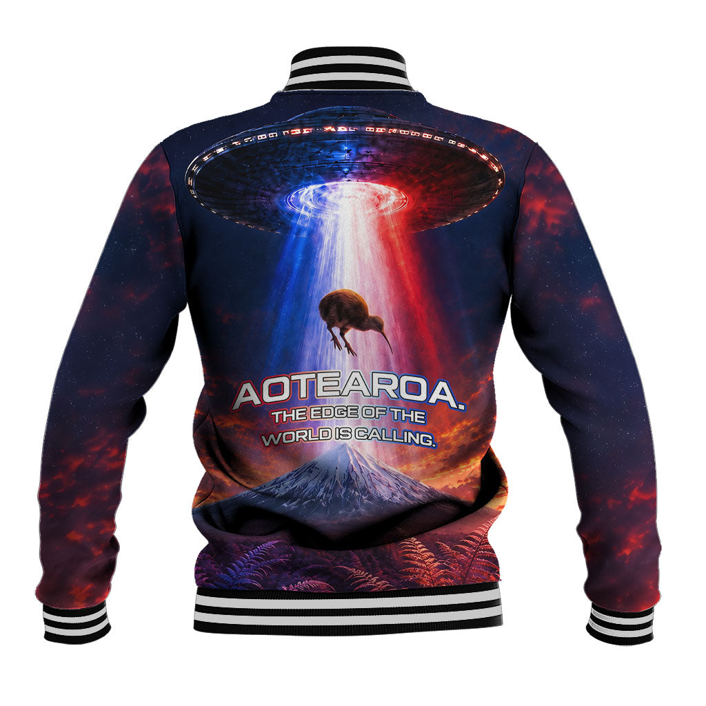 New Zealand Aotearoa Kiwi UFO Baseball Jacket Sci-Fi Galaxy Sunset Sky Tower And Mountain TS04 - Polynesian Pride