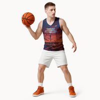 New Zealand Aotearoa Kiwi UFO Basketball Jersey Sci-Fi Galaxy Sunset Sky Tower And Mountain
