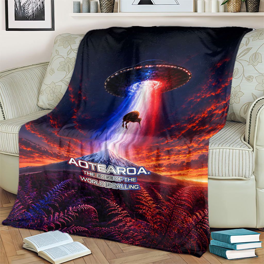 New Zealand Aotearoa Kiwi UFO Blanket Sci-Fi Galaxy Sunset Sky Tower And Mountain TS04 - Polynesian Pride