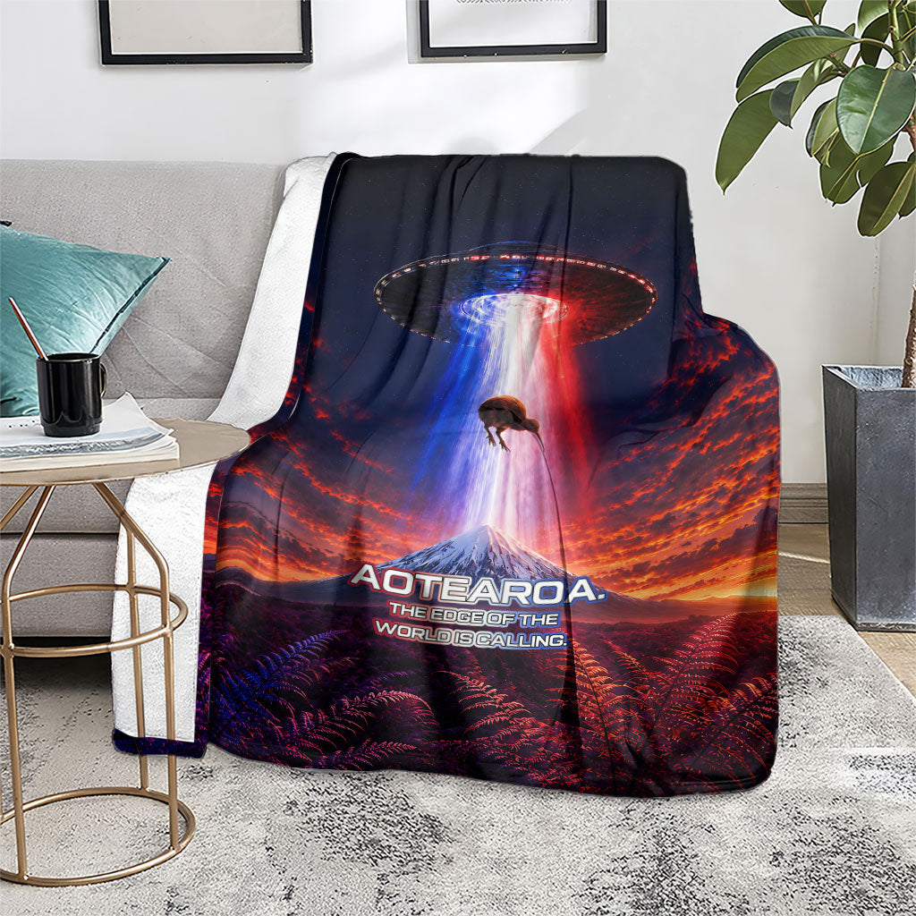 New Zealand Aotearoa Kiwi UFO Blanket Sci-Fi Galaxy Sunset Sky Tower And Mountain TS04 - Polynesian Pride